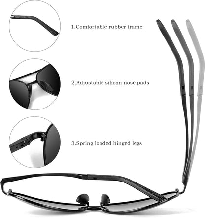Aviator Sunglasses for Men Polarized Women UV Protection Lightweight Driving Fishing Sports Unisex Glasses MX208 - WORLD TIME VISITS