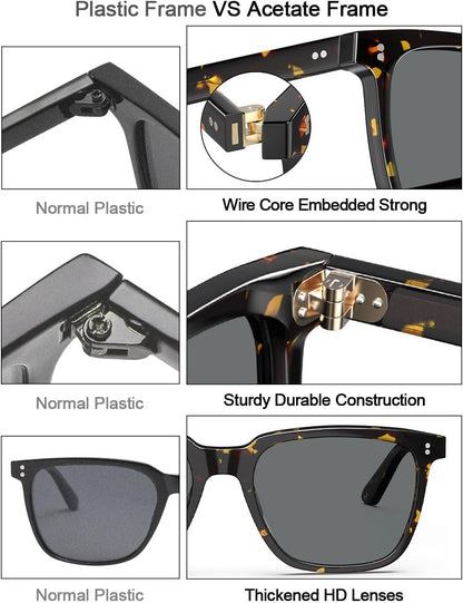Acetate Polarized Sunglasses for Women Small Face - Antiglare UV400 Protection CA5354 - WORLD TIME VISITS