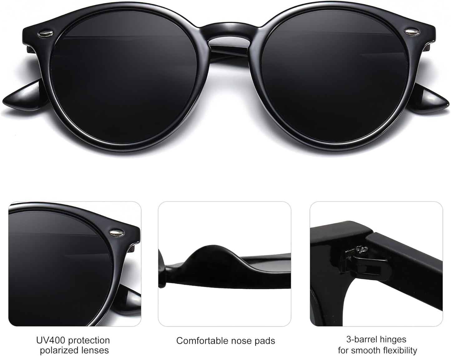 Retro round Polarized Sunglasses for Women Men Classic Vintage Sunnies SJ2069