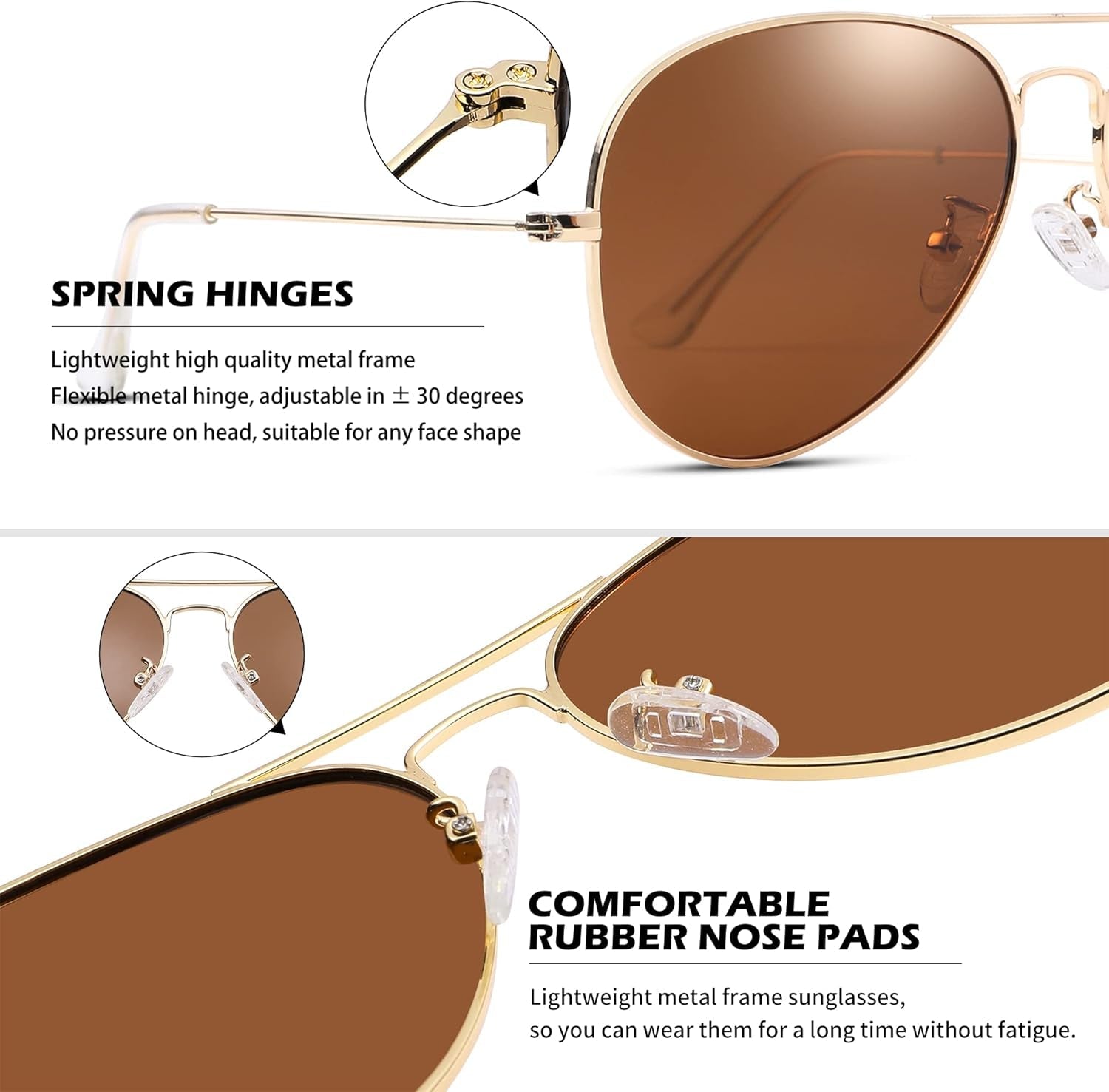 Aviator Sunglasses for Men Women Classic Polarized UV400 Protection - WORLD TIME VISITS