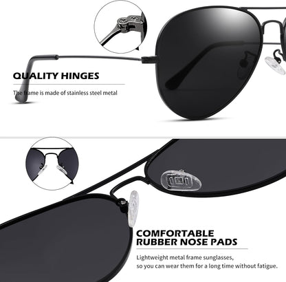 Aviator Sunglasses for Men Women Classic Polarized UV400 Protection - WORLD TIME VISITS
