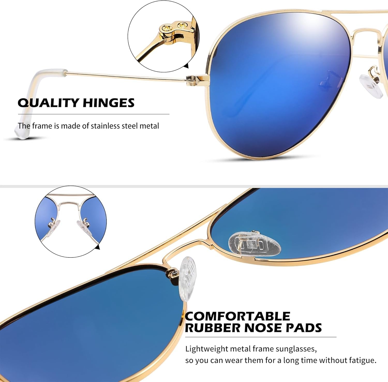 Aviator Sunglasses for Men Women Classic Polarized UV400 Protection - WORLD TIME VISITS
