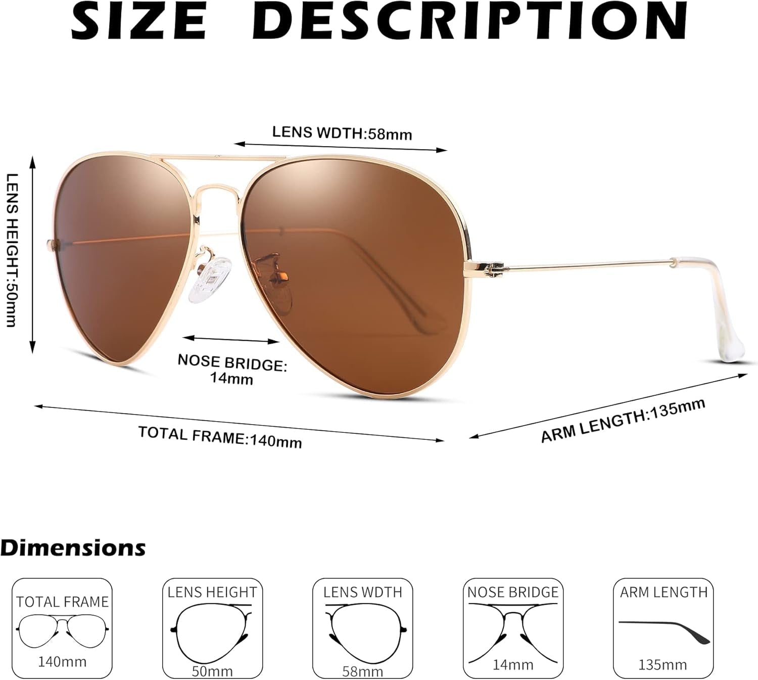Aviator Sunglasses for Men Women Classic Polarized UV400 Protection - WORLD TIME VISITS