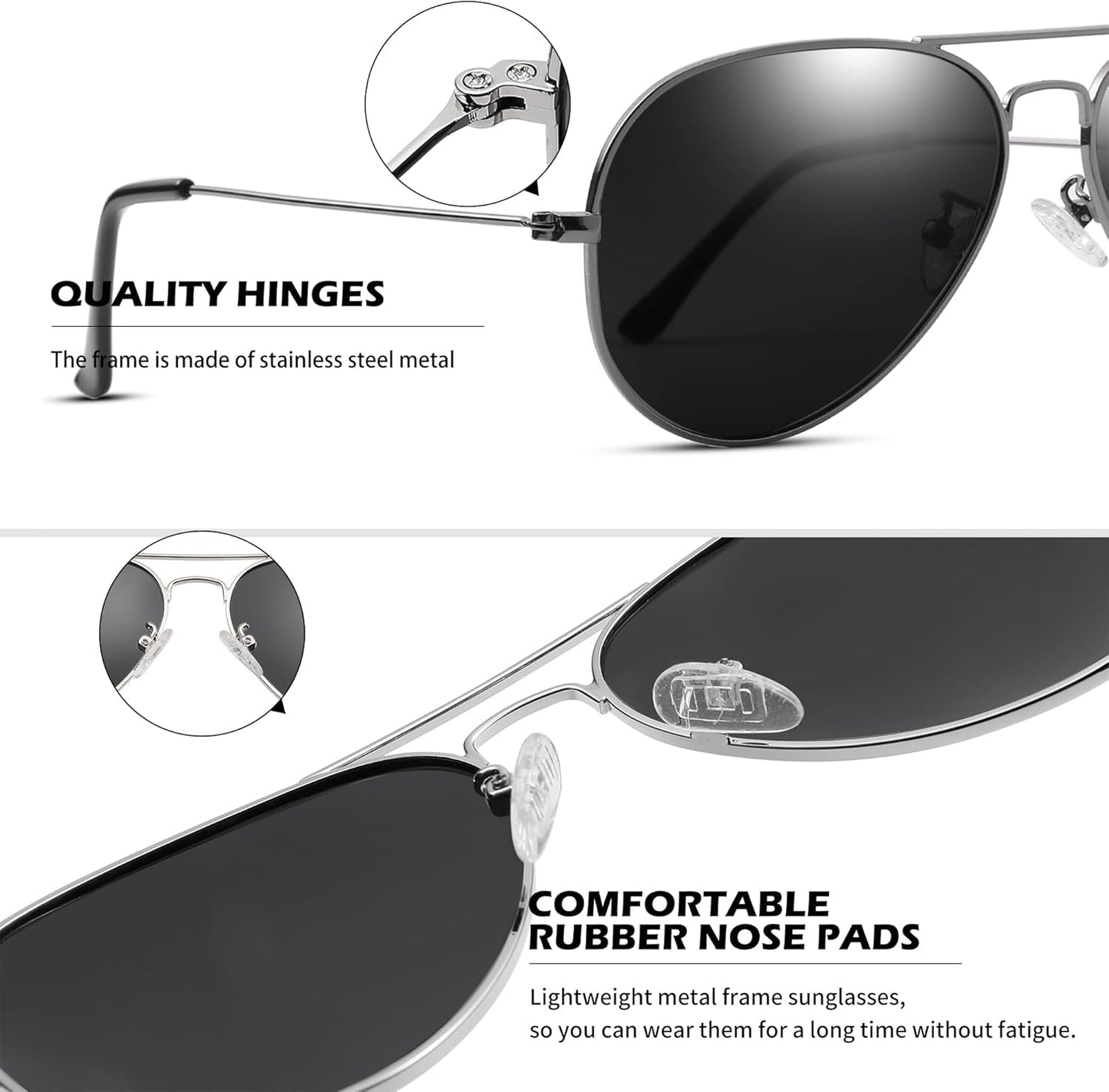 Aviator Sunglasses for Men Women Classic Polarized UV400 Protection - WORLD TIME VISITS