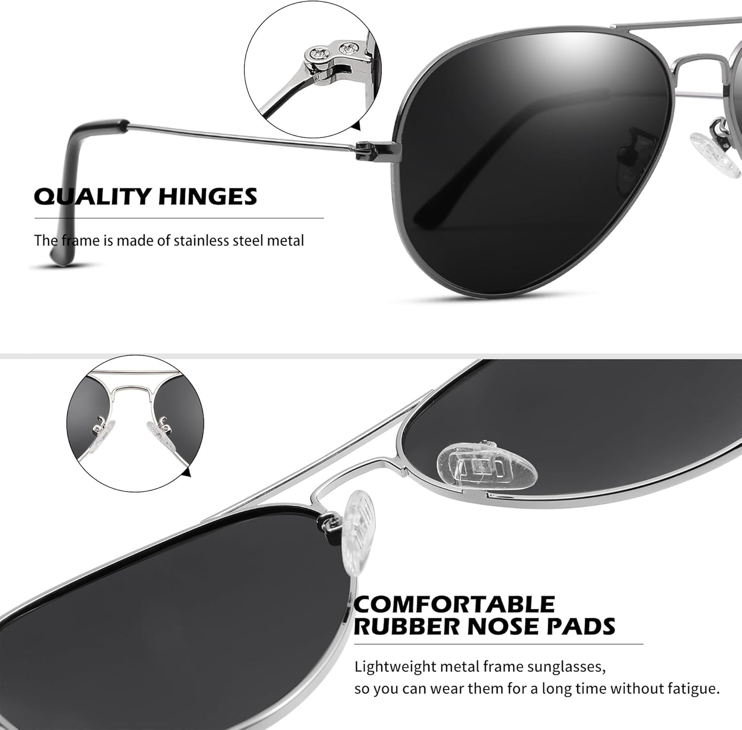Aviator Sunglasses for Men Women Classic Polarized UV400 Protection - WORLD TIME VISITS