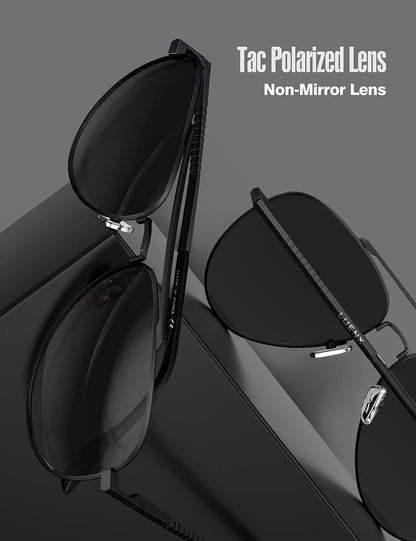 Aviator Sunglasses for Men Women Polarized Driving Classic Shades - UV 400 Protection with Accessories 60MM - WORLD TIME VISITS