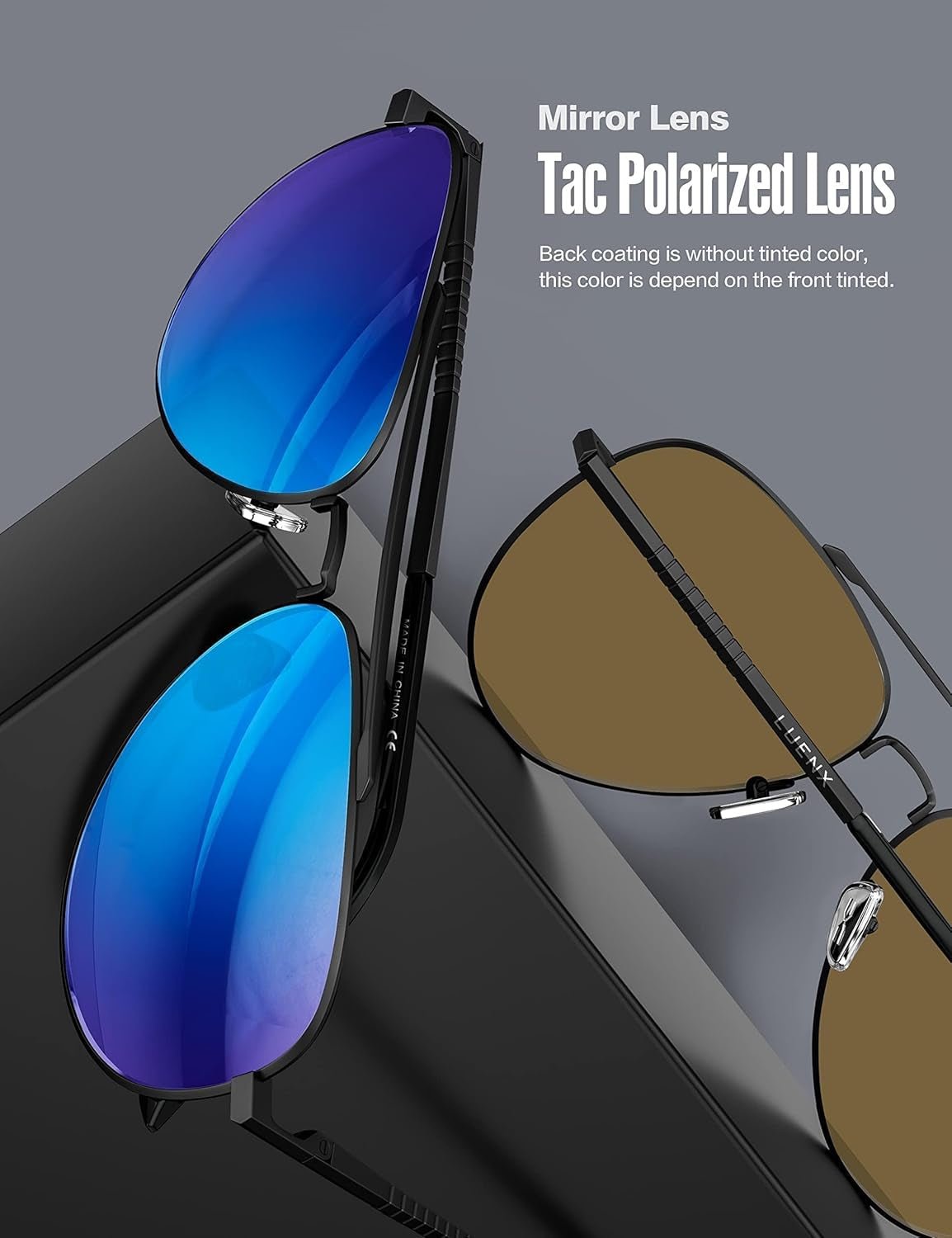 Aviator Sunglasses for Men Women Polarized Driving Classic Shades - UV 400 Protection with Accessories 60MM - WORLD TIME VISITS