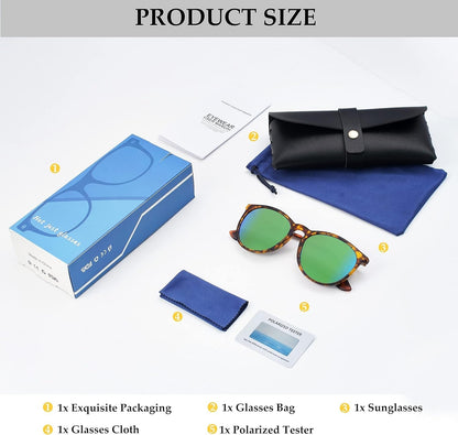 Vintage round Polarized Sunglasses for Women Men Classic Retro Trendy Designer Style Sun Glasses UV400 Protection - WORLD TIME VISITS