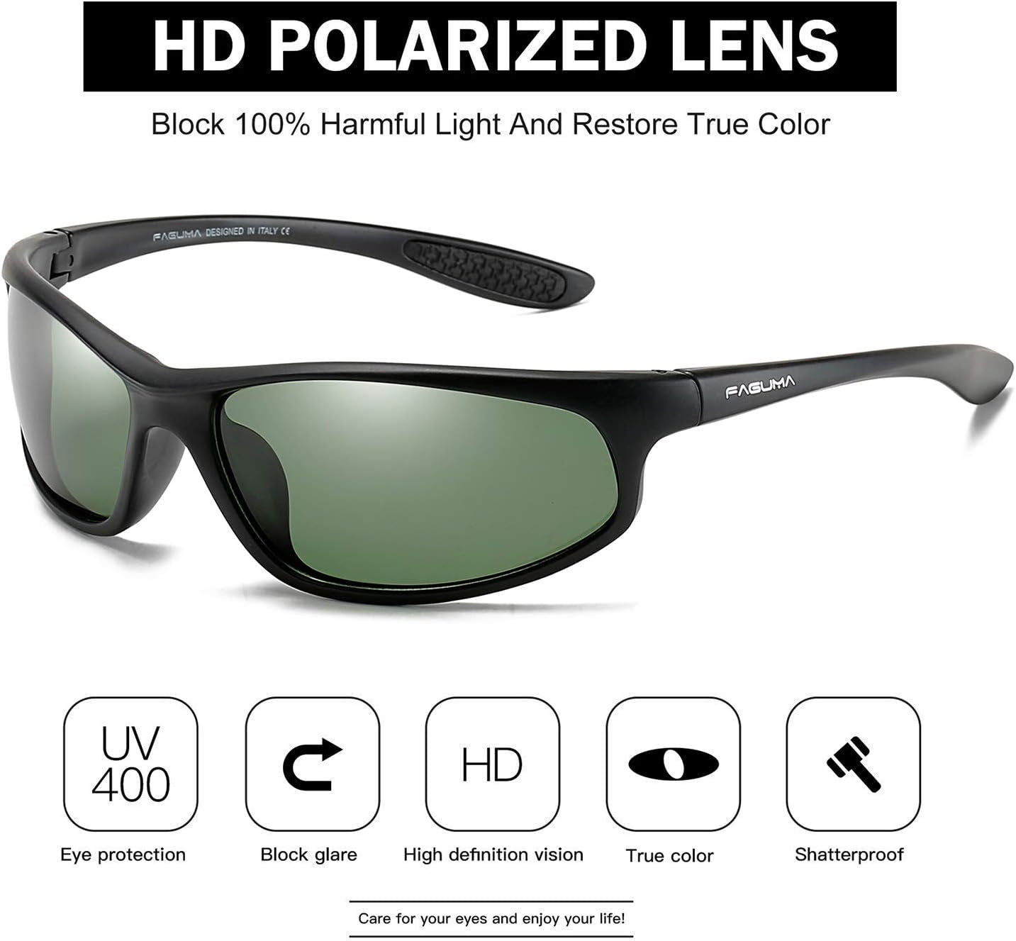 Polarized Sports Sunglasses for Men Cycling Driving Fishing UV400 Protection