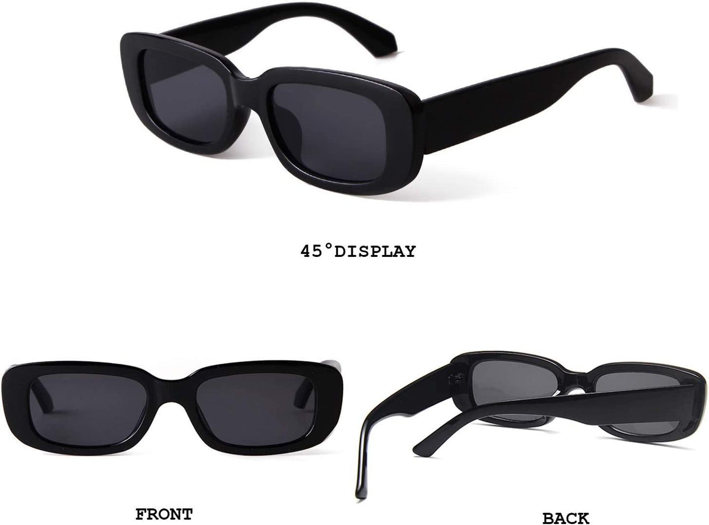 Rectangle Sunglasses for Women Retro Driving Glasses 90’S Vintage Fashion Narrow Square Frame UV400 Protection - WORLD TIME VISITS