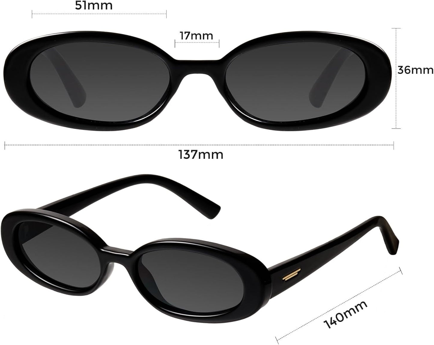 Retro Tiny Oval Sunglasses for Women with Small Face Narrow Style MS52360