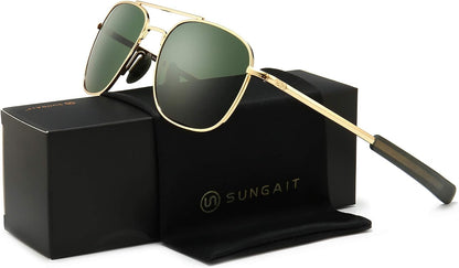 Men'S Military Style Polarized Pilot Aviator Sunglasses Bayonet Temples - WORLD TIME VISITS