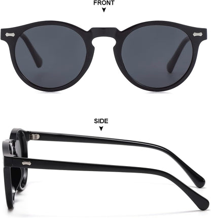 Vintage Polarized Sunglasses for Men round Sunglasses UV400 Protection Retro Hand-Crafted Acetate Frame