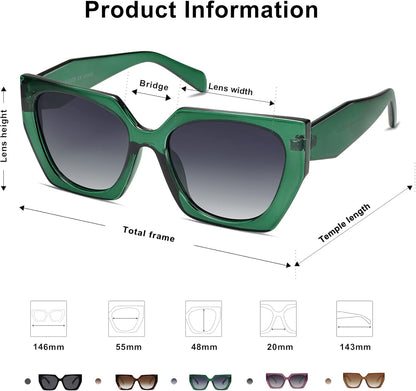 Trendy Oversized Polarized Sunglasses Womens Big Square Cateye Sunnies, Lentes De Sol Para Mujer SJ2205