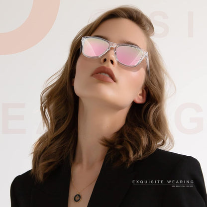 Sunglasses Womens Polarized Sunglasses for Women Trendy Designer Mirrored Sunglasses UV400 Protection Sun Glasses
