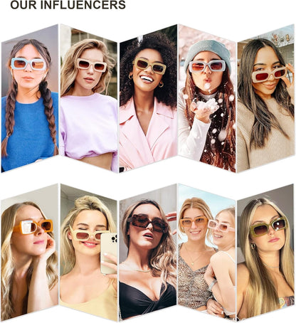 Retro 90S Nude Rectangle Sunglasses Womens Mens Trendy Chunky Glasses