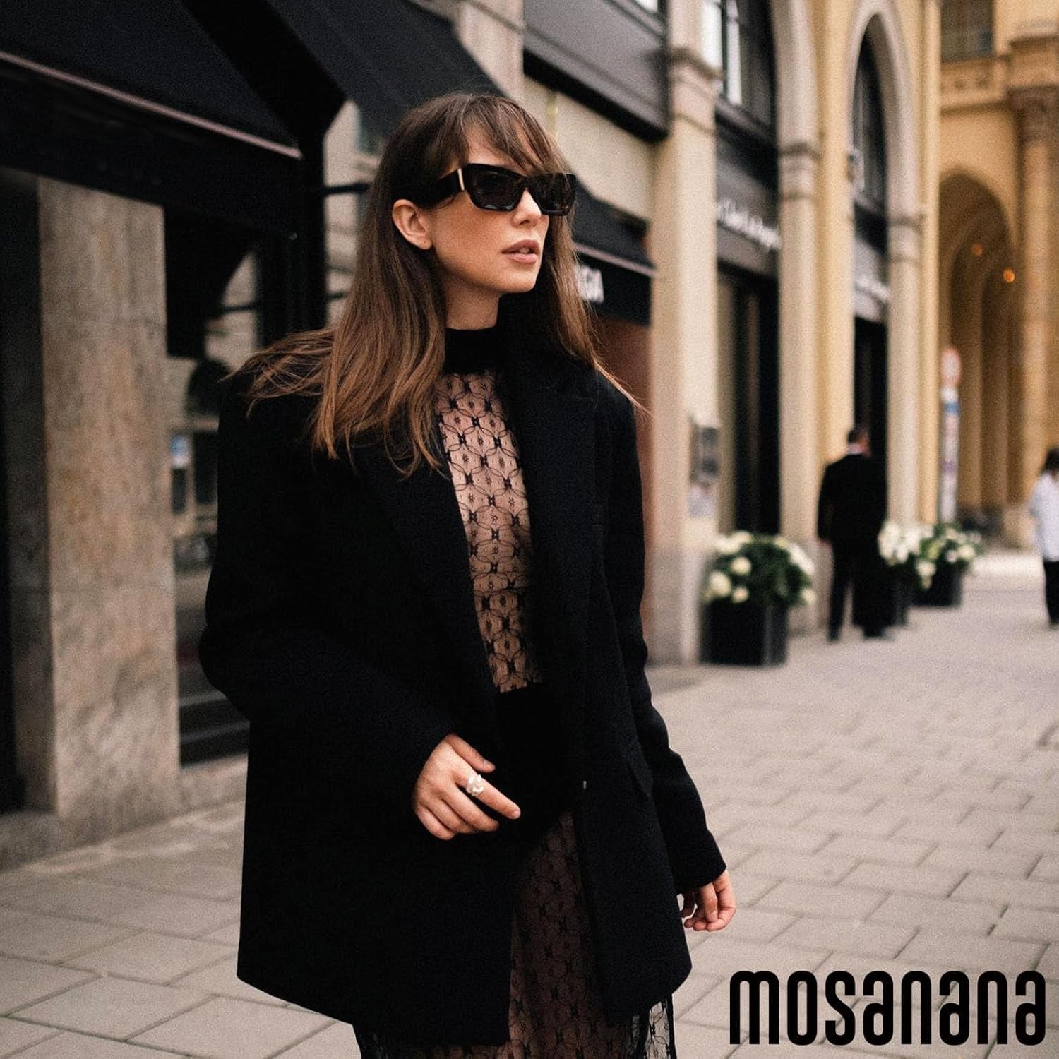Retro Cat Eye Rectangle Polarized Sunglasses for Women Chunky Style MS52370 - WORLD TIME VISITS