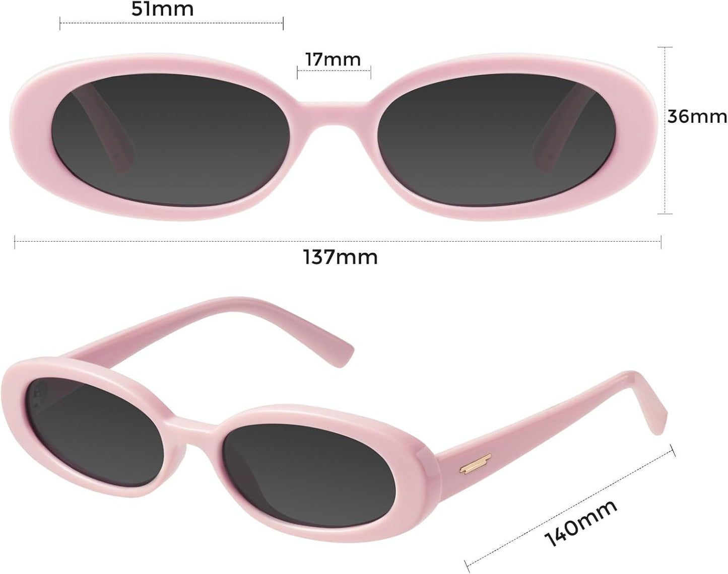Retro Tiny Oval Sunglasses for Women with Small Face Narrow Style MS52360
