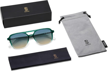 Retro Aviator Sunglasses for Women Men,Trendy Rectangle Womens Mens Shades Sun Glasses SJ2202