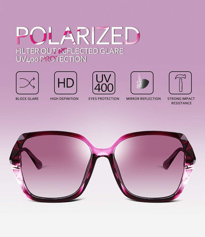 Polarized Women Square Sunglasses Sparkling Composite Shiny Frame B2289
