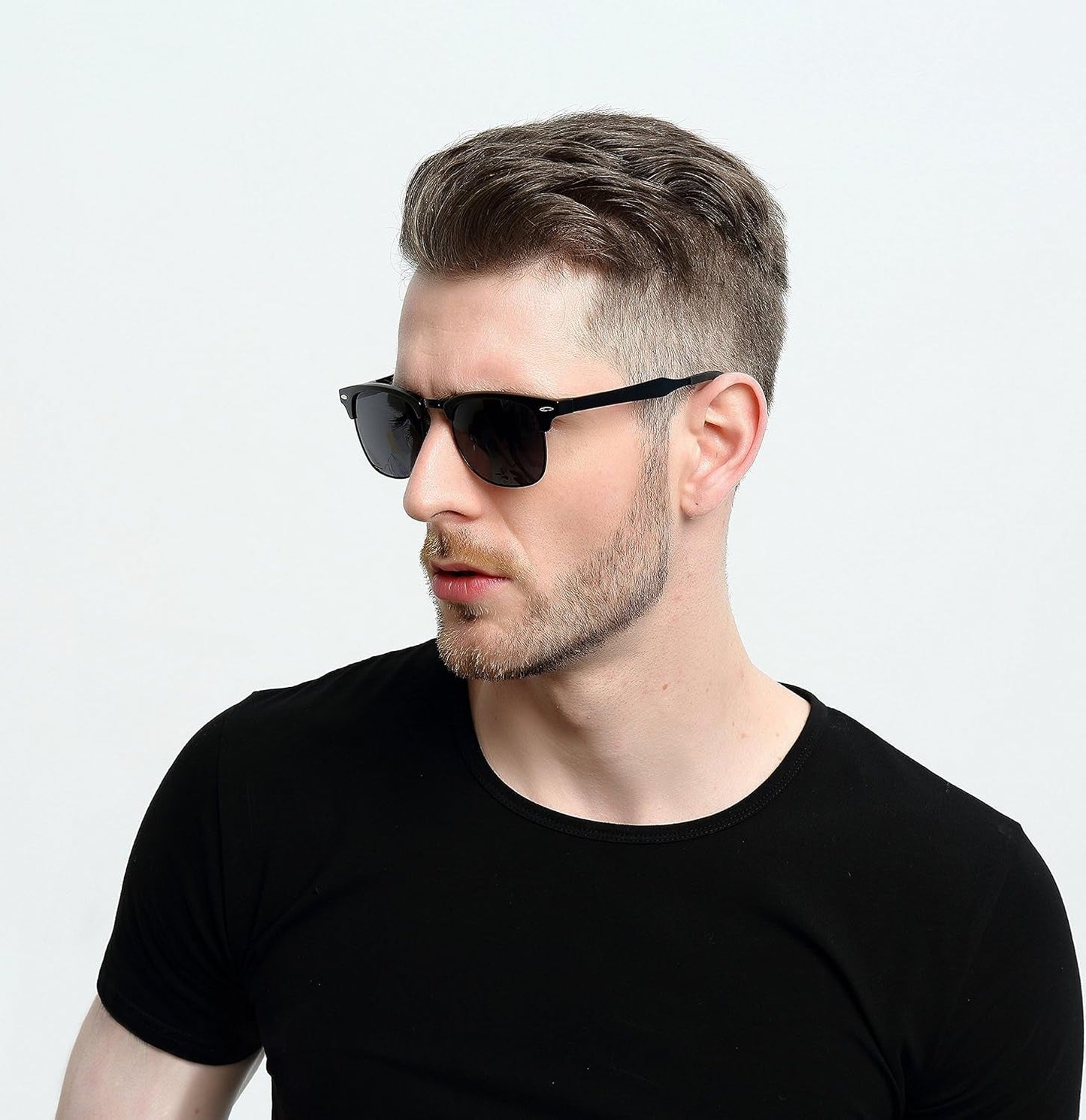 Polarized Sunglasses for Men and Women, Classic Half-Frame Retro Shades for Driving, Travel, and Outdoor Activities