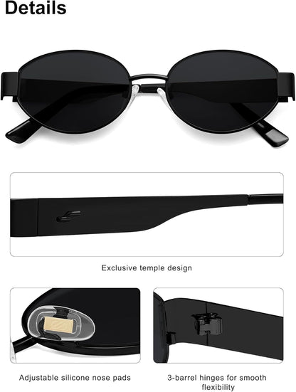 Retro Oval Sunglasses for Women Trendy Sun Glasses Classic Shades UV400 Protection SJ1217