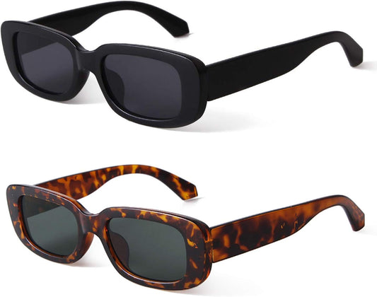 Rectangle Sunglasses for Women Retro Driving Glasses 90’S Vintage Fashion Narrow Square Frame UV400 Protection
