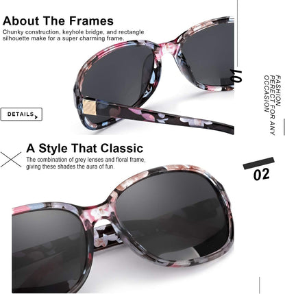 Small Wrap Sunglasses for Women | Lightweight Square Frame with 100% UV400 | Polarized Shade for Womens - WORLD TIME VISITS