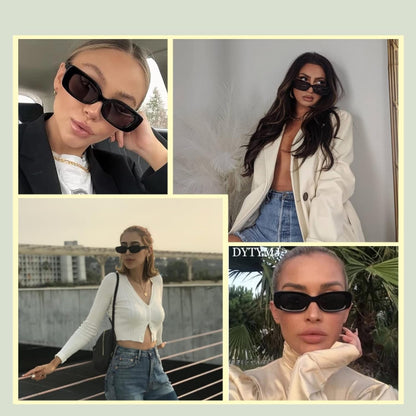 Rectangle Sunglasses for Women Men Trendy Y2K Retro 90S Sun Glasses UV400 Protection Cool Square Frame