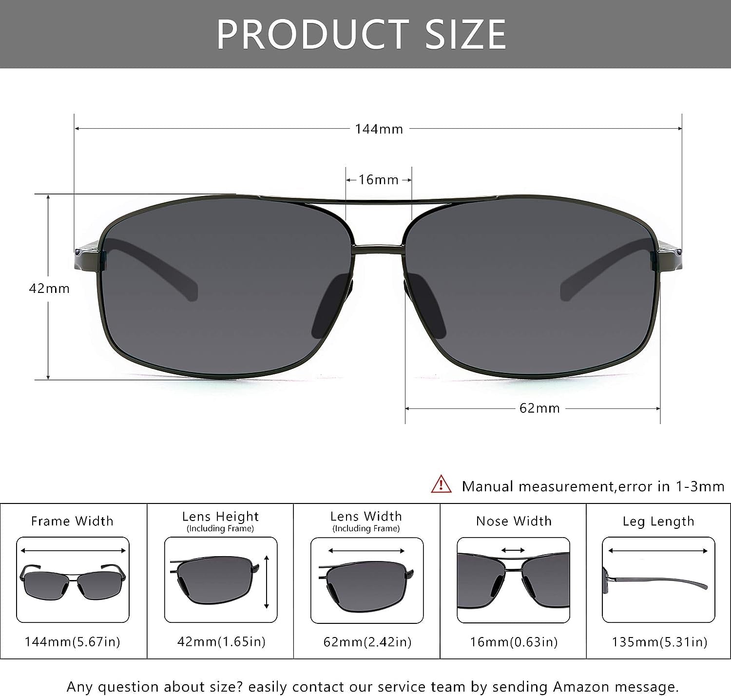 Ultra Lightweight Rectangular Polarized Sunglasses UV400 Protection - WORLD TIME VISITS