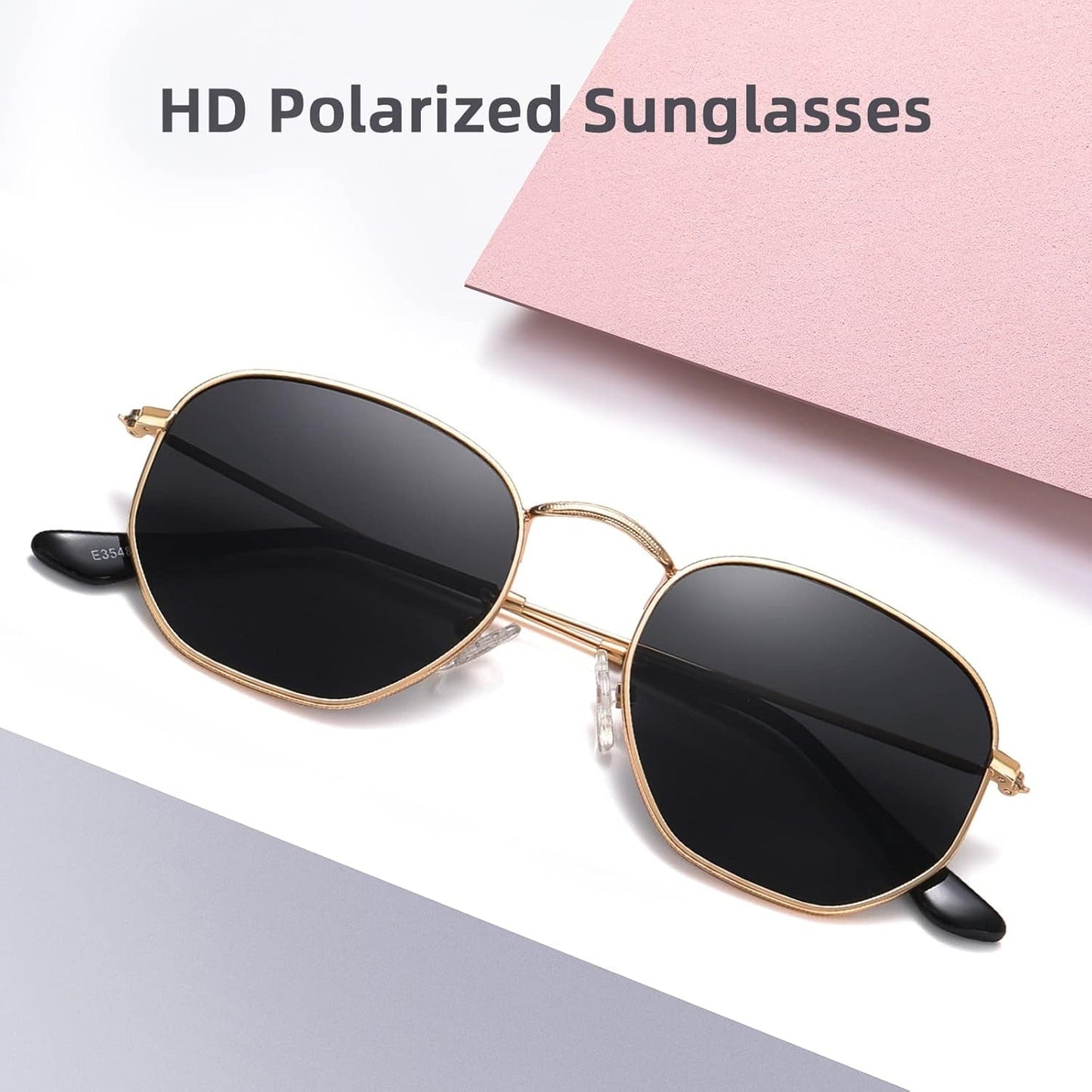 Polarized Hexagon Sunglasses for Women Men Polygon Square Sun Glasses UV400 Protection Metal Frame