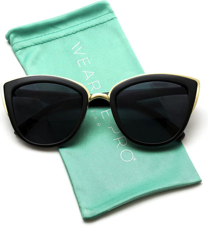 Womens Cat Eye Mirrored Reflective Lenses Oversized Cateyes Sunglasses