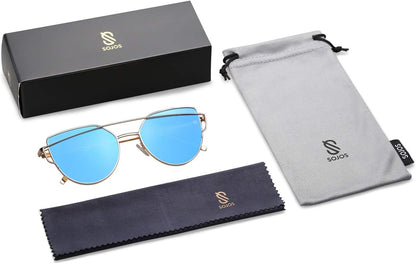 Cat Eye Sunglasses for Women Fashion Designer Style Mirrored Lenses - WORLD TIME VISITS