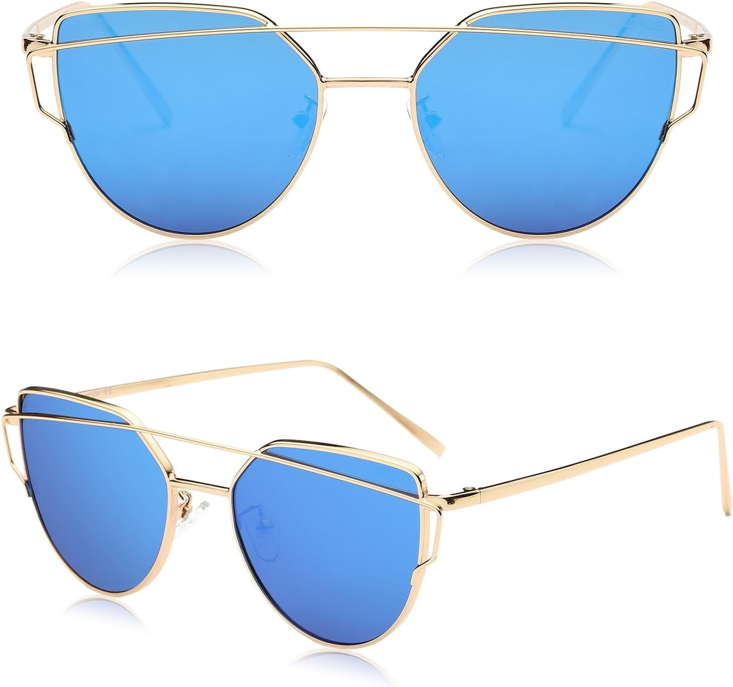 Cat Eye Sunglasses for Women Fashion Designer Style Mirrored Lenses - WORLD TIME VISITS