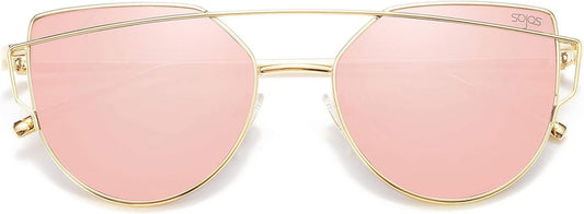 Cat Eye Sunglasses for Women Fashion Designer Style Mirrored Lenses - WORLD TIME VISITS