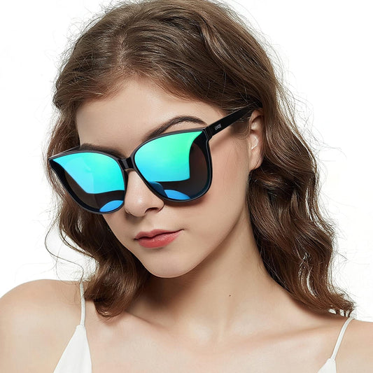Cat Eyes Sunglasses for Women, Polarized Oversized Fashion Vintage Eyewear for Driving Fishing - 99.99% UV Protection - WORLD TIME VISITS