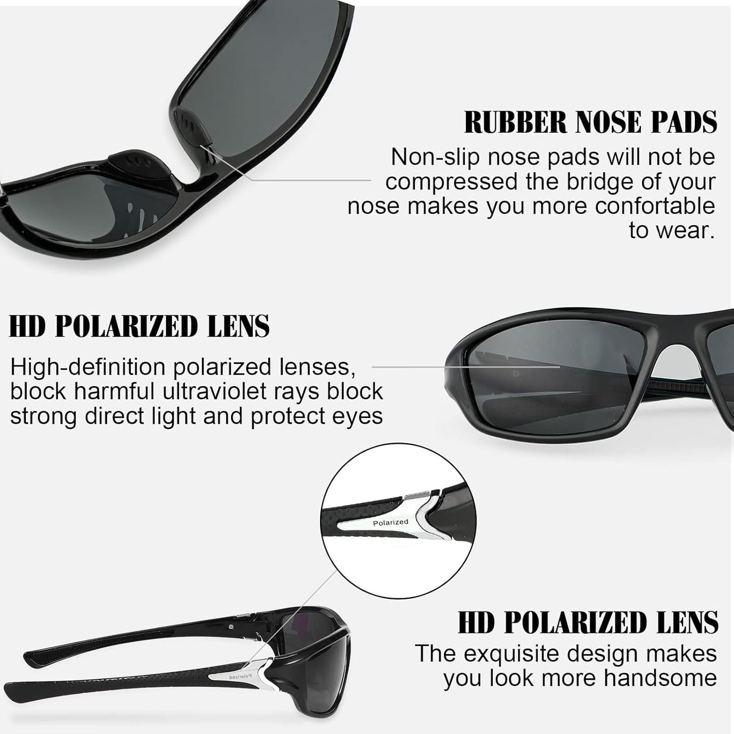 4 Pairs Men Polarized Sunglasses with UV Protection Driving Glasses Sports for Sport Outdoor Activities