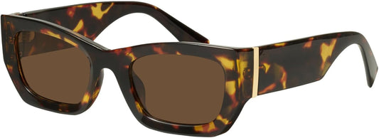 Retro Cat Eye Rectangle Polarized Sunglasses for Women Chunky Style MS52370 - WORLD TIME VISITS