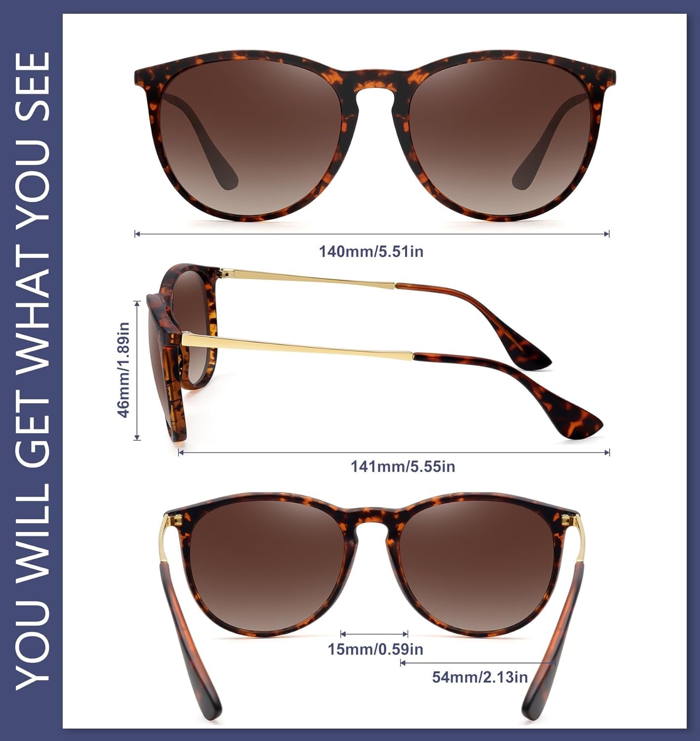 Retro Sunglasses Womens 2024 Trendy round Classic Glasses - WORLD TIME VISITS