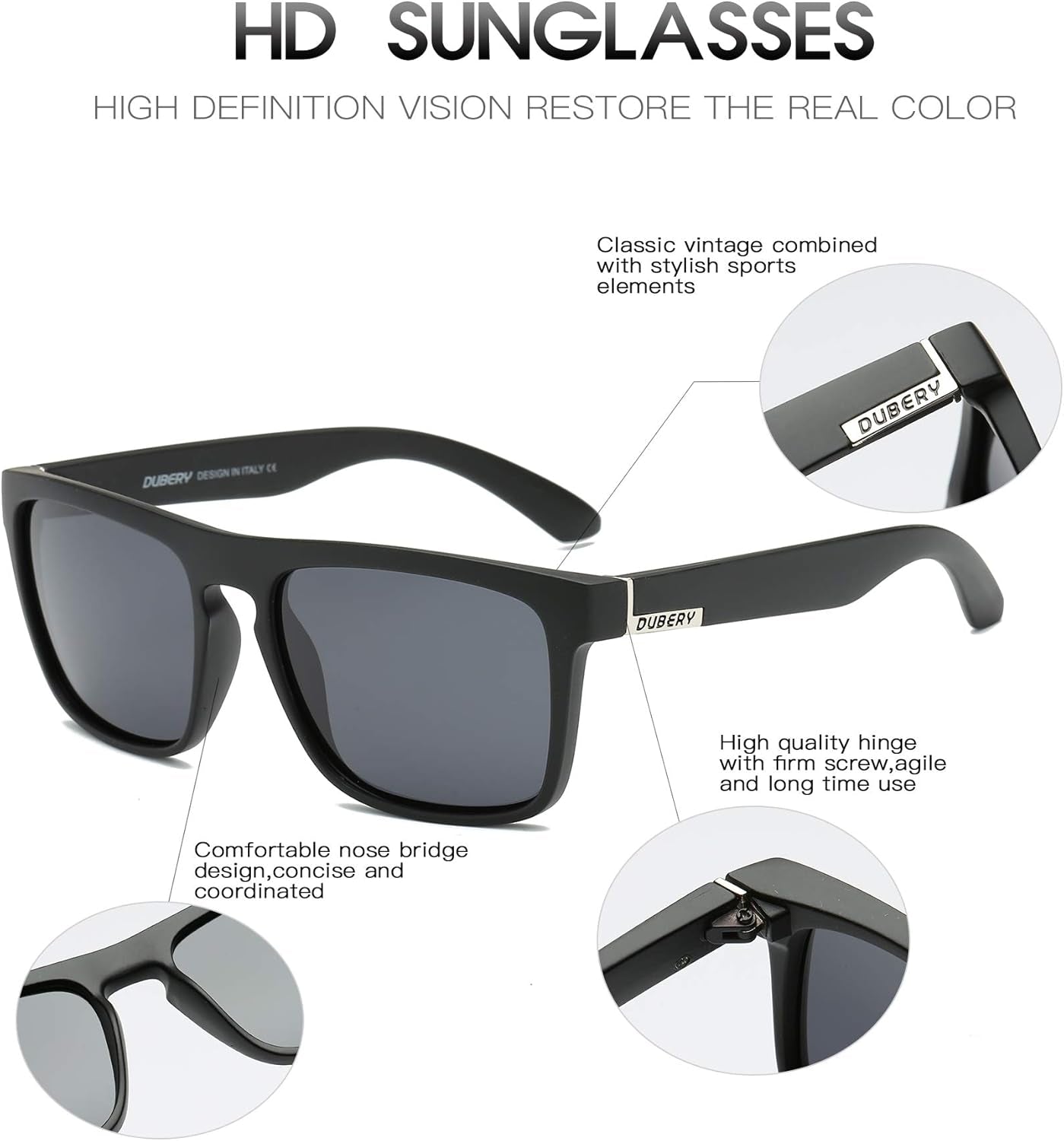 Classic Polarized Sunglasses for Men Women Retro 100% UV Protection Driving Sun Glasses D731