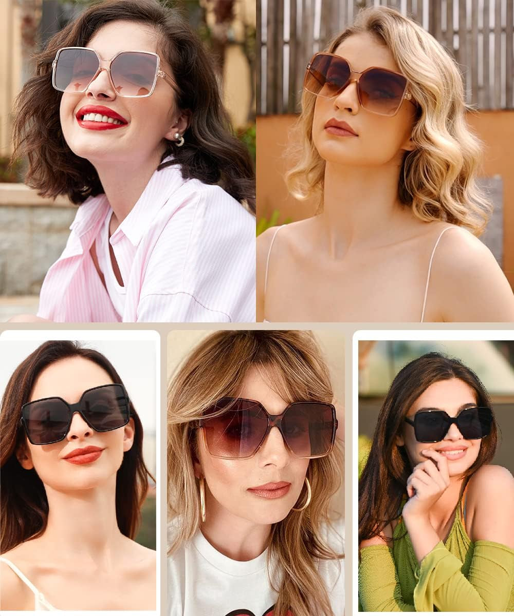 Oversized Square Sunglasses for Women Big Large Wide Fashion Shades for Men UV Protection Unisex - WORLD TIME VISITS