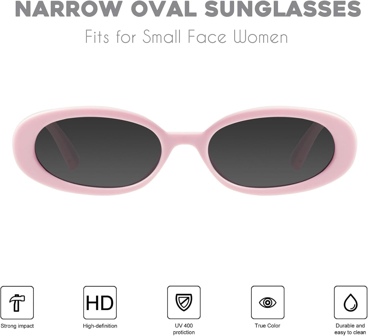 Retro Tiny Oval Sunglasses for Women with Small Face Narrow Style MS52360