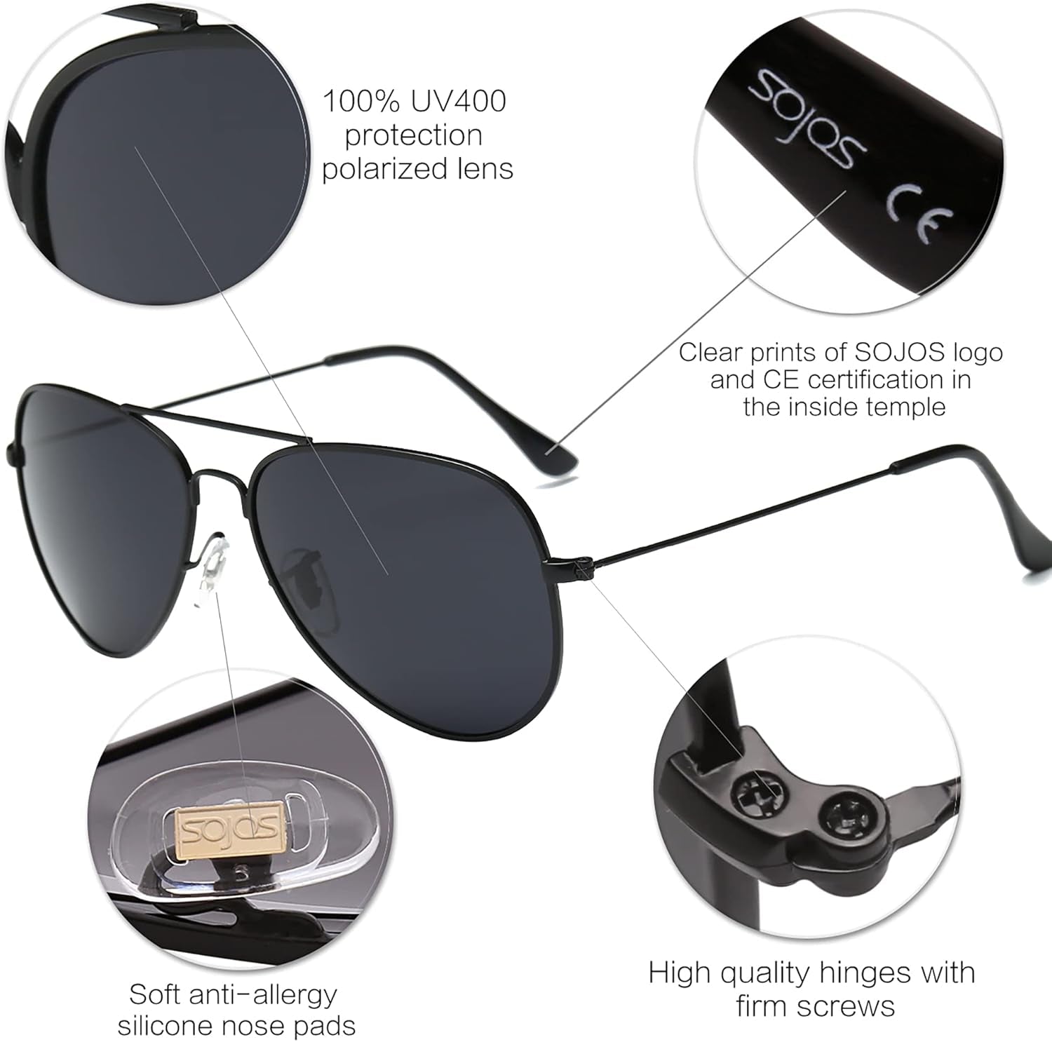 Classic Aviator Polarized Sunglasses for Men Women Vintage Retro Style - WORLD TIME VISITS