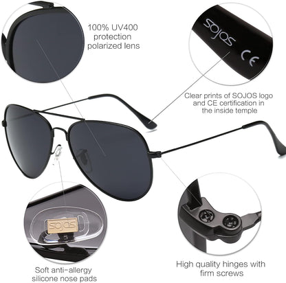 Classic Aviator Polarized Sunglasses for Men Women Vintage Retro Style - WORLD TIME VISITS