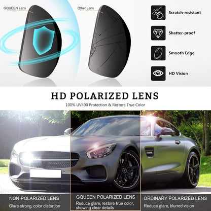 Classic Horn Rimmed Semi Rimless Polarized Sunglasses for Men Women GQO6 - WORLD TIME VISITS