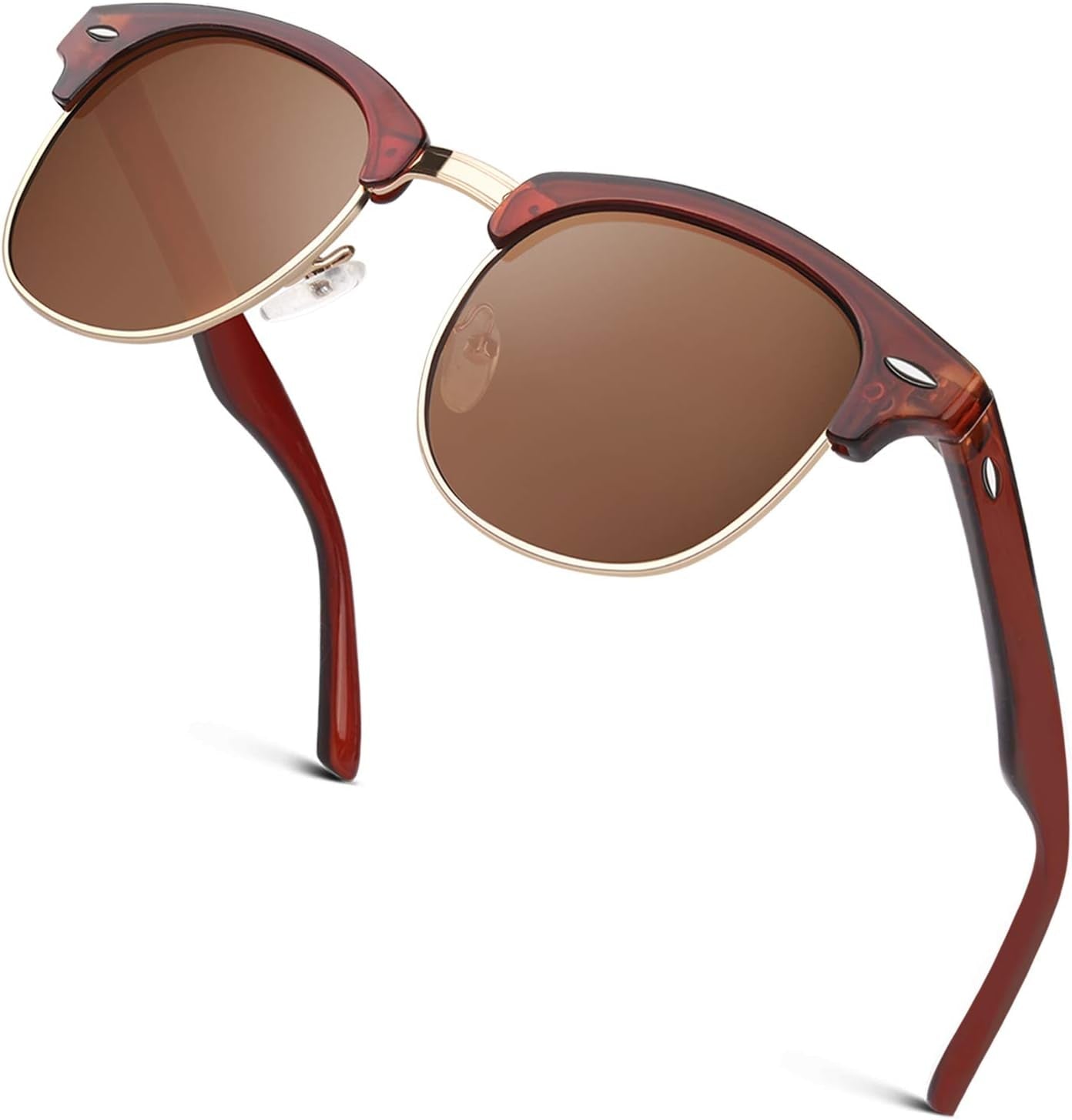 Classic Horn Rimmed Semi Rimless Polarized Sunglasses for Men Women GQO6 - WORLD TIME VISITS