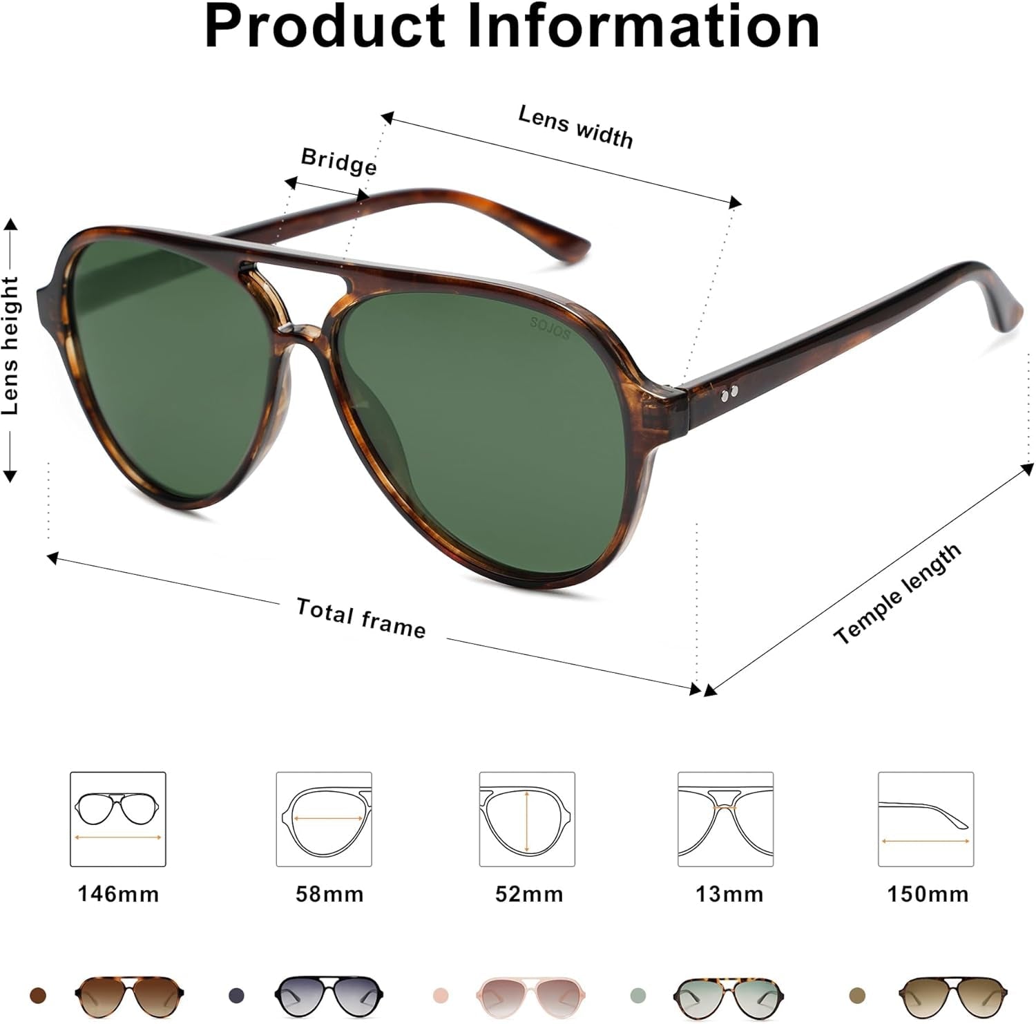 Classic Polarized Aviator Sunglasses for Women Men, Retro Trendy Aviators Shades SJ2201 - WORLD TIME VISITS
