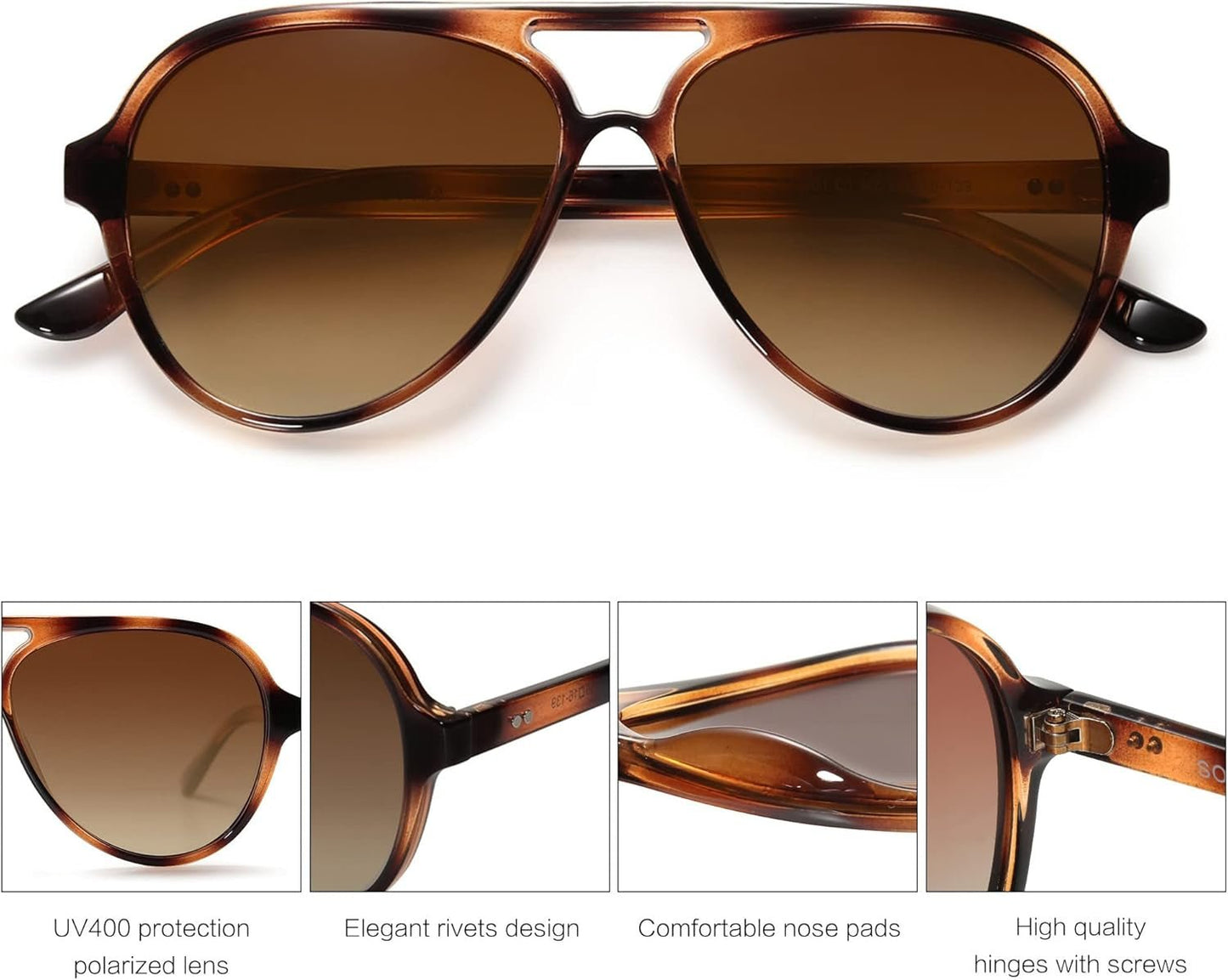 Classic Polarized Aviator Sunglasses for Women Men, Retro Trendy Aviators Shades SJ2201 - WORLD TIME VISITS