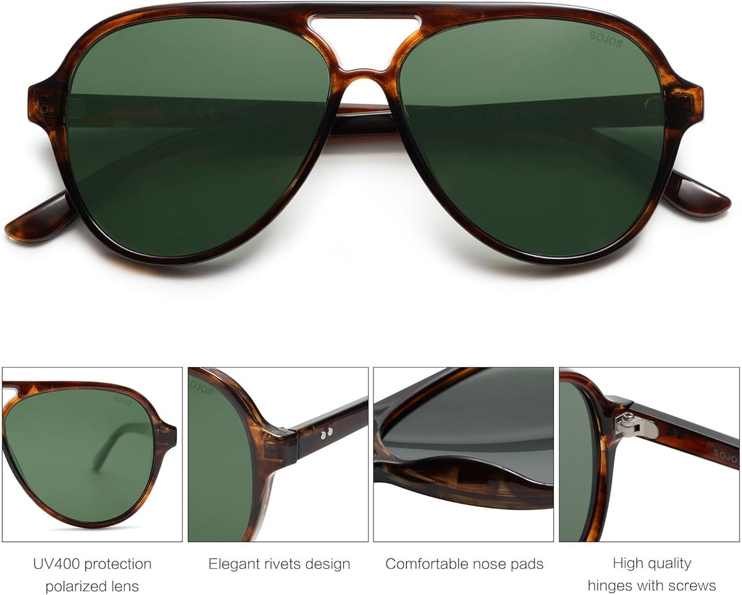 Classic Polarized Aviator Sunglasses for Women Men, Retro Trendy Aviators Shades SJ2201 - WORLD TIME VISITS