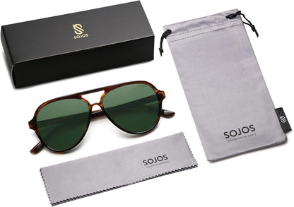 Classic Polarized Aviator Sunglasses for Women Men, Retro Trendy Aviators Shades SJ2201 - WORLD TIME VISITS